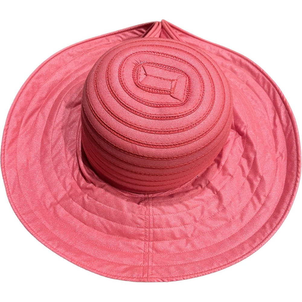 Something Special Coral Pink Cotton Wide Brim Sun Hat with Back Rosette Detail
